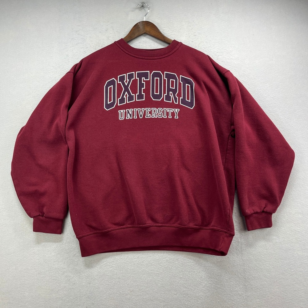 Oxford University Deluxe Sweats Sweatshirt Mens XL Burgundy Graphic Collegiate